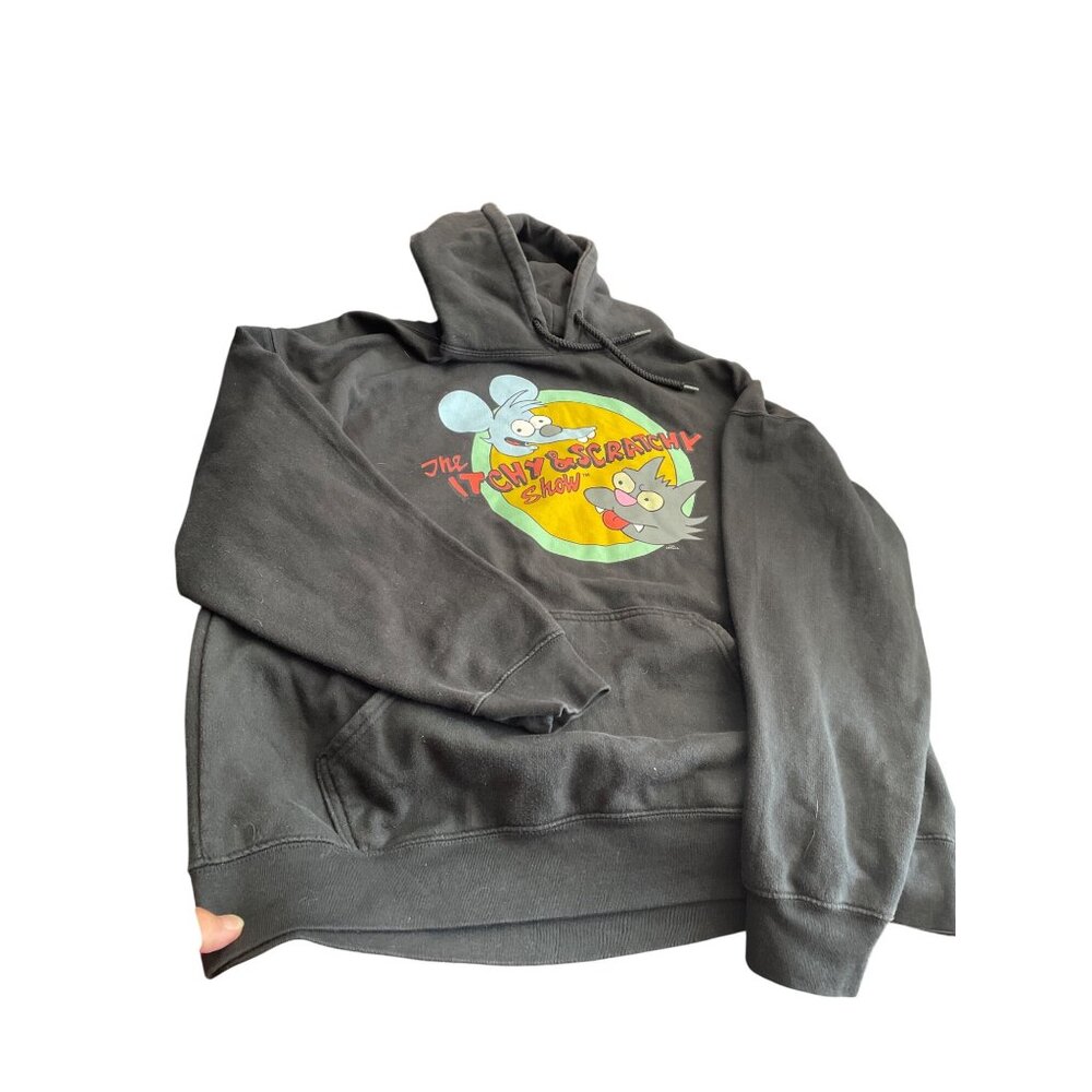 The Simpsons Itchy & Scratchy Show Black Hoodie size L SKU 8903